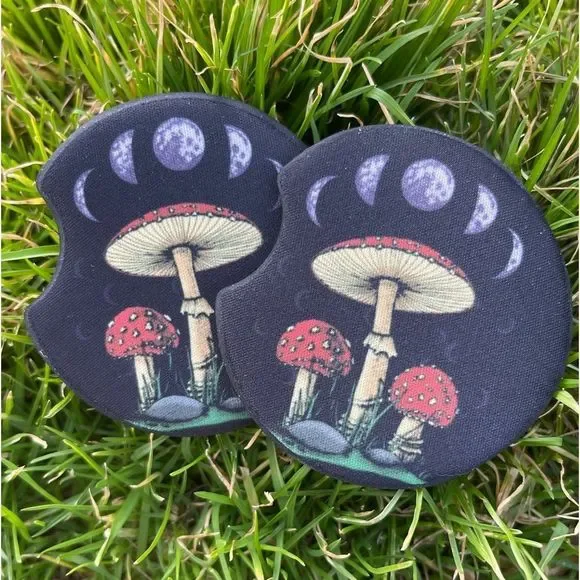 Moon Phases Mushroom Car Coaster Set | Car Accessories | Moor Decor - Picture 4 of 12